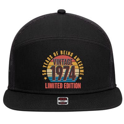 50 Years Of Being Awesome 1974 Limited Edition Vintage Retro 7 Panel Mesh Trucker Snapback Hat