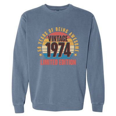 50 Years Of Being Awesome 1974 Limited Edition Vintage Retro Garment-Dyed Sweatshirt