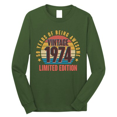 50 Years Of Being Awesome 1974 Limited Edition Vintage Retro Long Sleeve Shirt