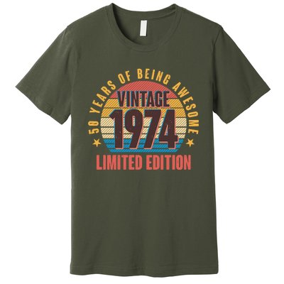 50 Years Of Being Awesome 1974 Limited Edition Vintage Retro Premium T-Shirt