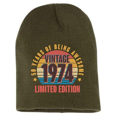 50 Years Of Being Awesome 1974 Limited Edition Vintage Retro Short Acrylic Beanie