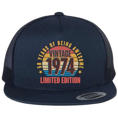 50 Years Of Being Awesome 1974 Limited Edition Vintage Retro Flat Bill Trucker Hat