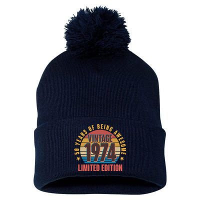 50 Years Of Being Awesome 1974 Limited Edition Vintage Retro Pom Pom 12in Knit Beanie