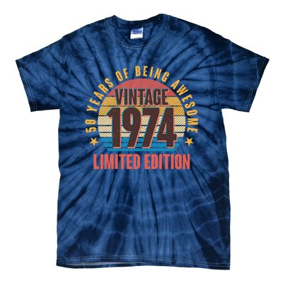 50 Years Of Being Awesome 1974 Limited Edition Vintage Retro Tie-Dye T-Shirt