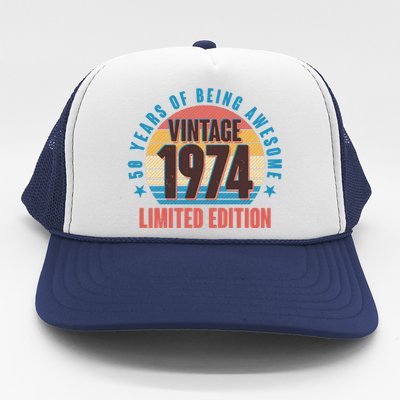 50 Years Of Being Awesome 1974 Limited Edition Vintage Retro Trucker Hat