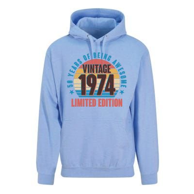 50 Years Of Being Awesome 1974 Limited Edition Vintage Retro Unisex Surf Hoodie