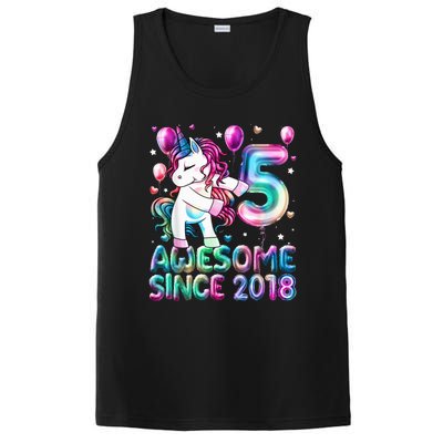 5 Years Old Unicorn Flossing 5th Birthday Girl Unicorn Party PosiCharge Competitor Tank