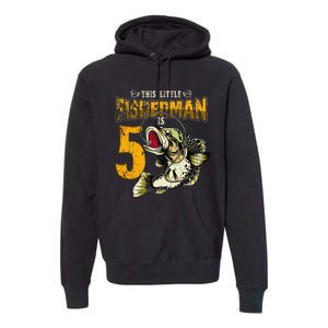 5 Year Old Fishing Gifts Fisherman 5th Birthday Premium Hoodie