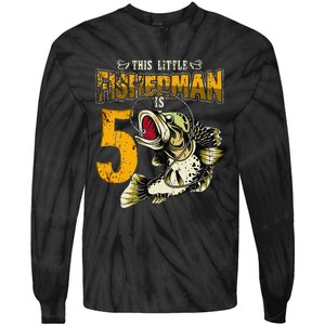 5 Year Old Fishing Gifts Fisherman 5th Birthday Tie-Dye Long Sleeve Shirt