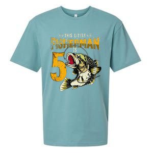 5 Year Old Fishing Gifts Fisherman 5th Birthday Sueded Cloud Jersey T-Shirt