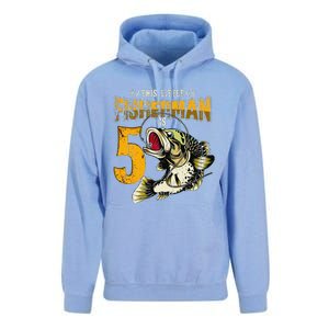 5 Year Old Fishing Gifts Fisherman 5th Birthday Unisex Surf Hoodie