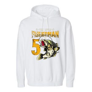 5 Year Old Fishing Gifts Fisherman 5th Birthday Garment-Dyed Fleece Hoodie