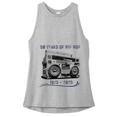 50 Years Of Hip Hop 50th Anniversary Of Rap Ladies PosiCharge Tri-Blend Wicking Tank