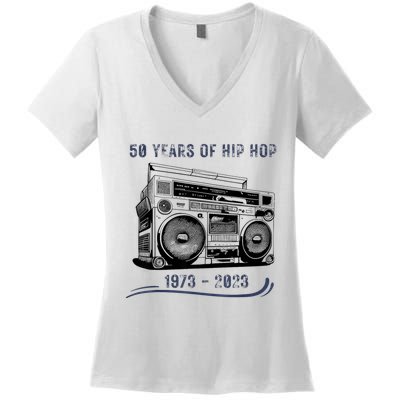 50 Years Of Hip Hop 50th Anniversary Of Rap Women's V-Neck T-Shirt