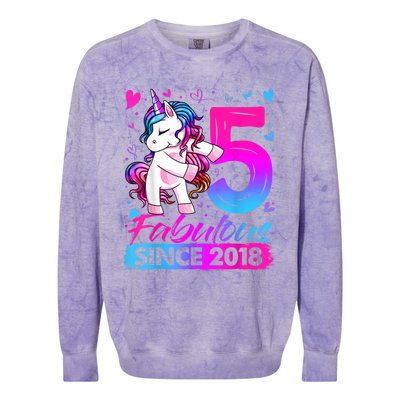 5 Years Old Flossing Unicorn Gifts 5th Birthday Girl Party Colorblast Crewneck Sweatshirt