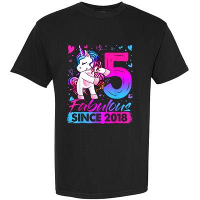 5 Years Old Flossing Unicorn Gifts 5th Birthday Girl Party Garment-Dyed Heavyweight T-Shirt