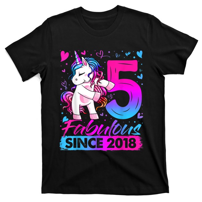 5 Years Old Flossing Unicorn Gifts 5th Birthday Girl Party T-Shirt