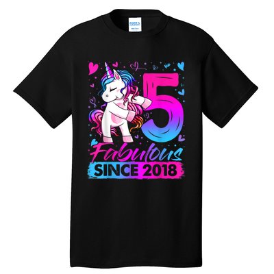 5 Years Old Flossing Unicorn Gifts 5th Birthday Girl Party Tall T-Shirt