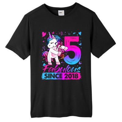 5 Years Old Flossing Unicorn Gifts 5th Birthday Girl Party Tall Fusion ChromaSoft Performance T-Shirt