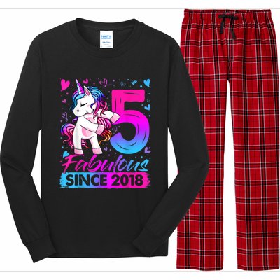 5 Years Old Flossing Unicorn Gifts 5th Birthday Girl Party Long Sleeve Pajama Set