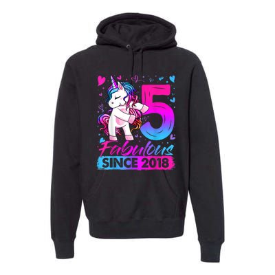 5 Years Old Flossing Unicorn Gifts 5th Birthday Girl Party Premium Hoodie