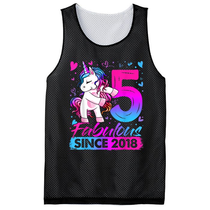 5 Years Old Flossing Unicorn Gifts 5th Birthday Girl Party Mesh Reversible Basketball Jersey Tank