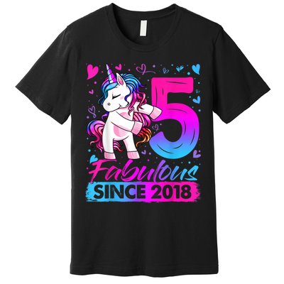 5 Years Old Flossing Unicorn Gifts 5th Birthday Girl Party Premium T-Shirt