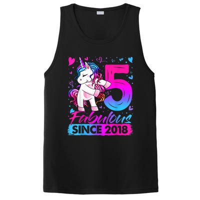 5 Years Old Flossing Unicorn Gifts 5th Birthday Girl Party PosiCharge Competitor Tank