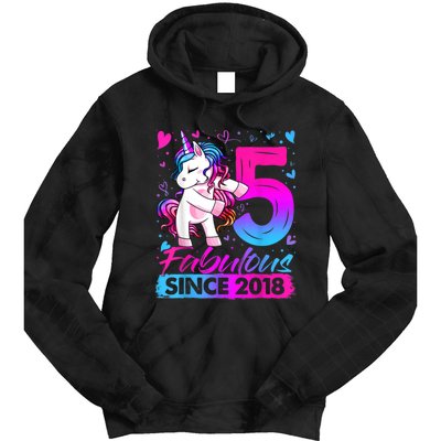 5 Years Old Flossing Unicorn Gifts 5th Birthday Girl Party Tie Dye Hoodie