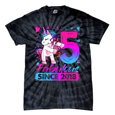 5 Years Old Flossing Unicorn Gifts 5th Birthday Girl Party Tie-Dye T-Shirt