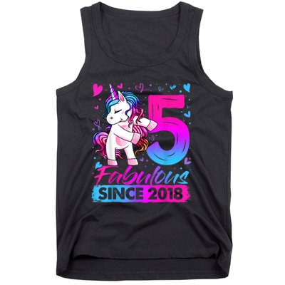 5 Years Old Flossing Unicorn Gifts 5th Birthday Girl Party Tank Top