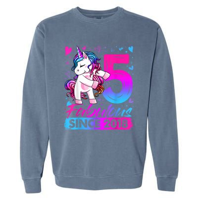 5 Years Old Flossing Unicorn Gifts 5th Birthday Girl Party Garment-Dyed Sweatshirt