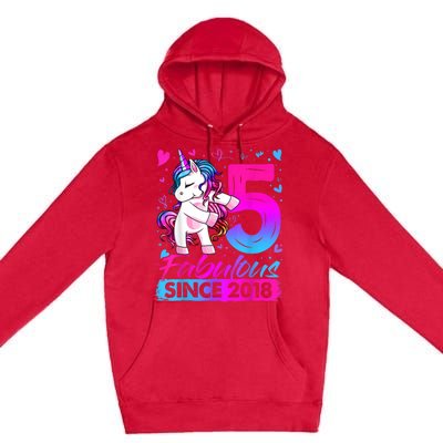 5 Years Old Flossing Unicorn Gifts 5th Birthday Girl Party Premium Pullover Hoodie