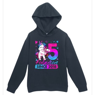 5 Years Old Flossing Unicorn Gifts 5th Birthday Girl Party Urban Pullover Hoodie