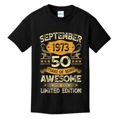 50 Years Old Gifts Vintage September 1973 50th Kids T-Shirt