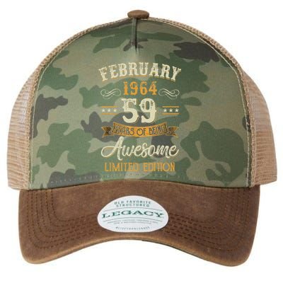 59 Years Old Gifts Vintage February 1964 59th Birthday Legacy Tie Dye Trucker Hat