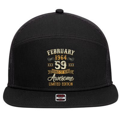 59 Years Old Gifts Vintage February 1964 59th Birthday 7 Panel Mesh Trucker Snapback Hat