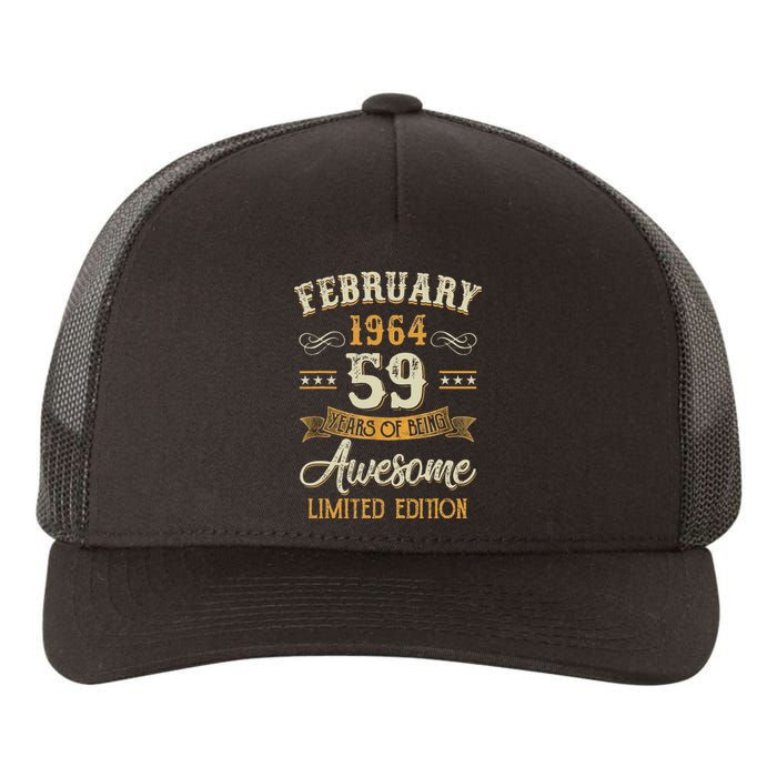 59 Years Old Gifts Vintage February 1964 59th Birthday Yupoong Adult 5-Panel Trucker Hat