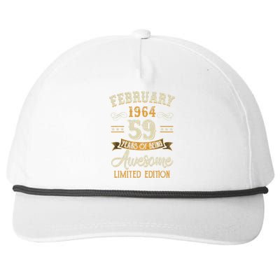 59 Years Old Gifts Vintage February 1964 59th Birthday Snapback Five-Panel Rope Hat