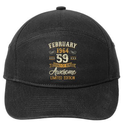 59 Years Old Gifts Vintage February 1964 59th Birthday 7-Panel Snapback Hat