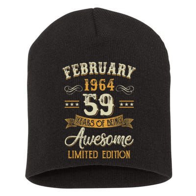 59 Years Old Gifts Vintage February 1964 59th Birthday Short Acrylic Beanie