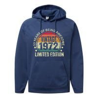 50 Year Old Gifts Vintage 1972 Limited Edition 50th Birthday Performance Fleece Hoodie