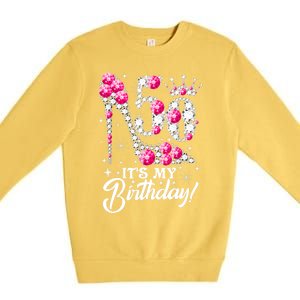 50 Years Old It's My 50th Birthday Funny Pink Diamond Shoes Premium Crewneck Sweatshirt