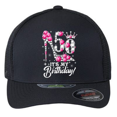 50 Years Old It's My 50th Birthday Funny Pink Diamond Shoes Flexfit Unipanel Trucker Cap
