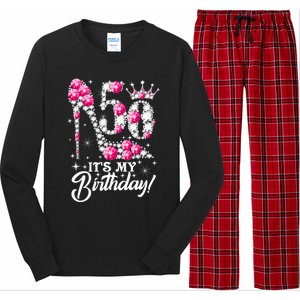 50 Years Old It's My 50th Birthday Funny Pink Diamond Shoes Long Sleeve Pajama Set