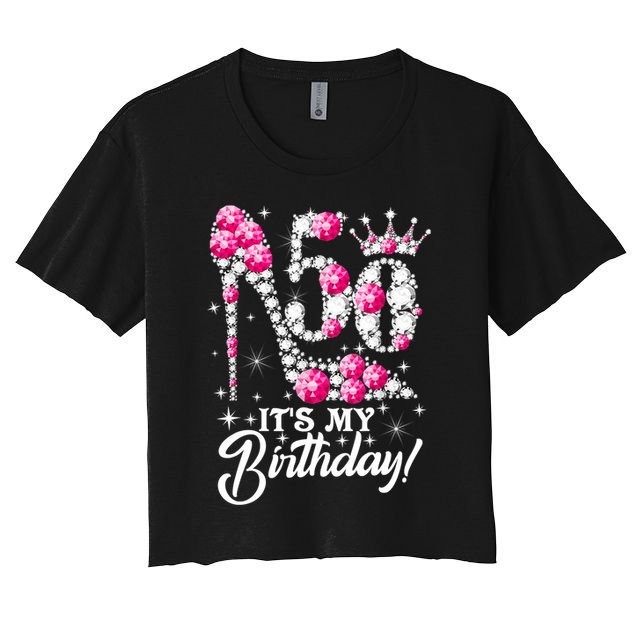 50 Years Old It's My 50th Birthday Funny Pink Diamond Shoes Crop Top