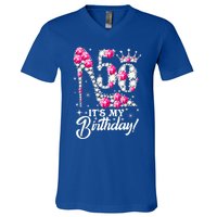 50 Years Old It's My 50th Birthday Funny Pink Diamond Shoes V-Neck T-Shirt