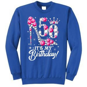 50 Years Old It's My 50th Birthday Funny Pink Diamond Shoes Tall Sweatshirt