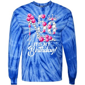 50 Years Old It's My 50th Birthday Funny Pink Diamond Shoes Tie-Dye Long Sleeve Shirt