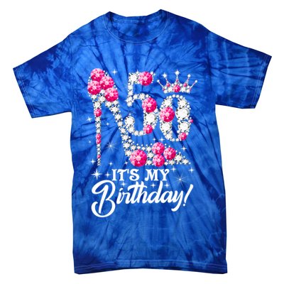 50 Years Old It's My 50th Birthday Funny Pink Diamond Shoes Tie-Dye T-Shirt